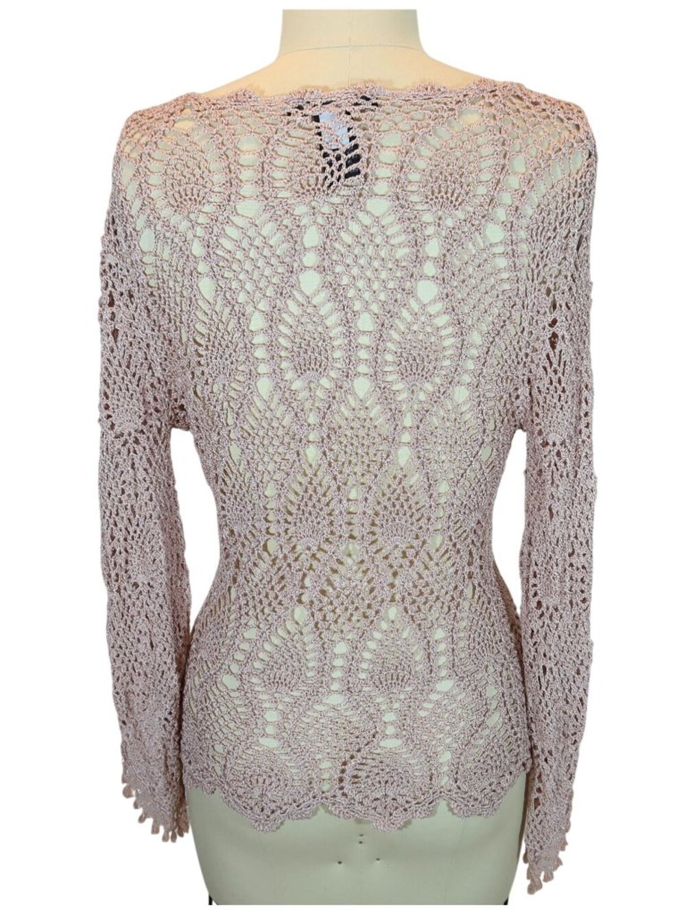 THE LIMITED Y2K Vintage Hand Crochet Sheer Top Size M Boho Festival Beach Fairy - Picture 4 of 7